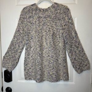 Loft Lou & Grey Oversized Fuzzy Eyelash Sweater Size P Womens Cozy Pink Flecked